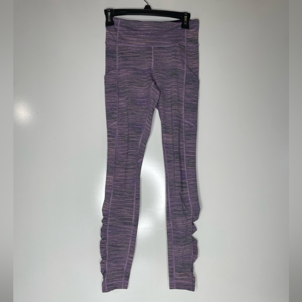 Lululemon Sz 4 Purple Pocket And Rouched Leggings.